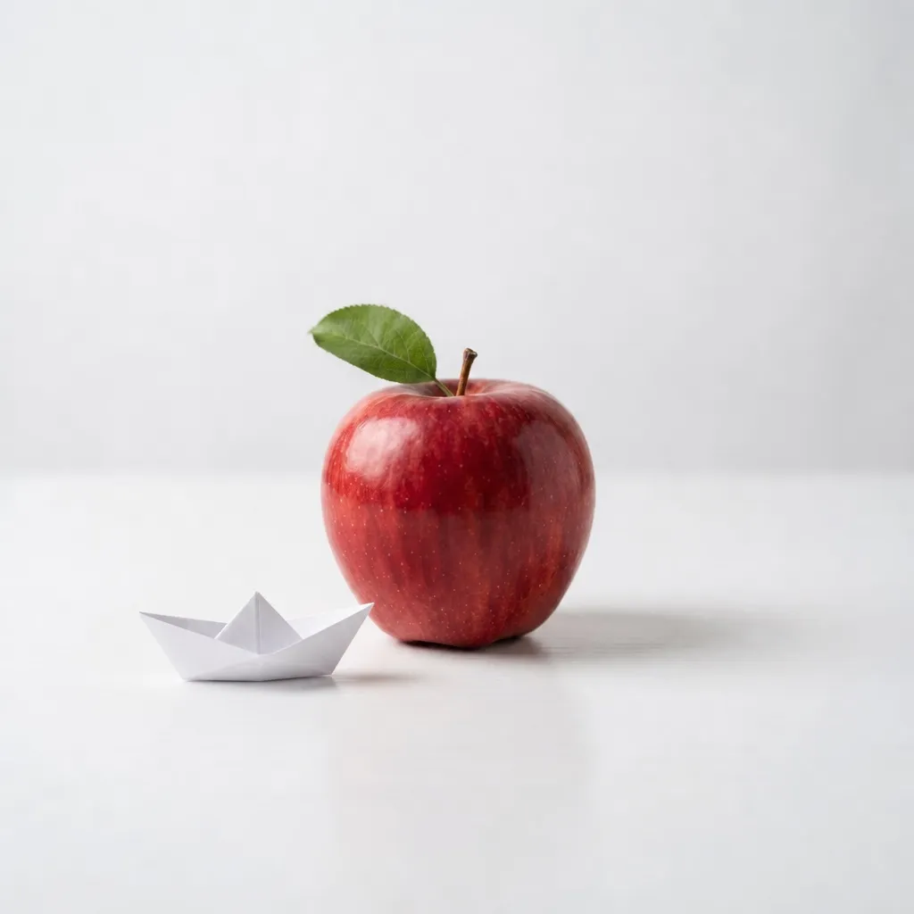 add a small paper boat next to the apple