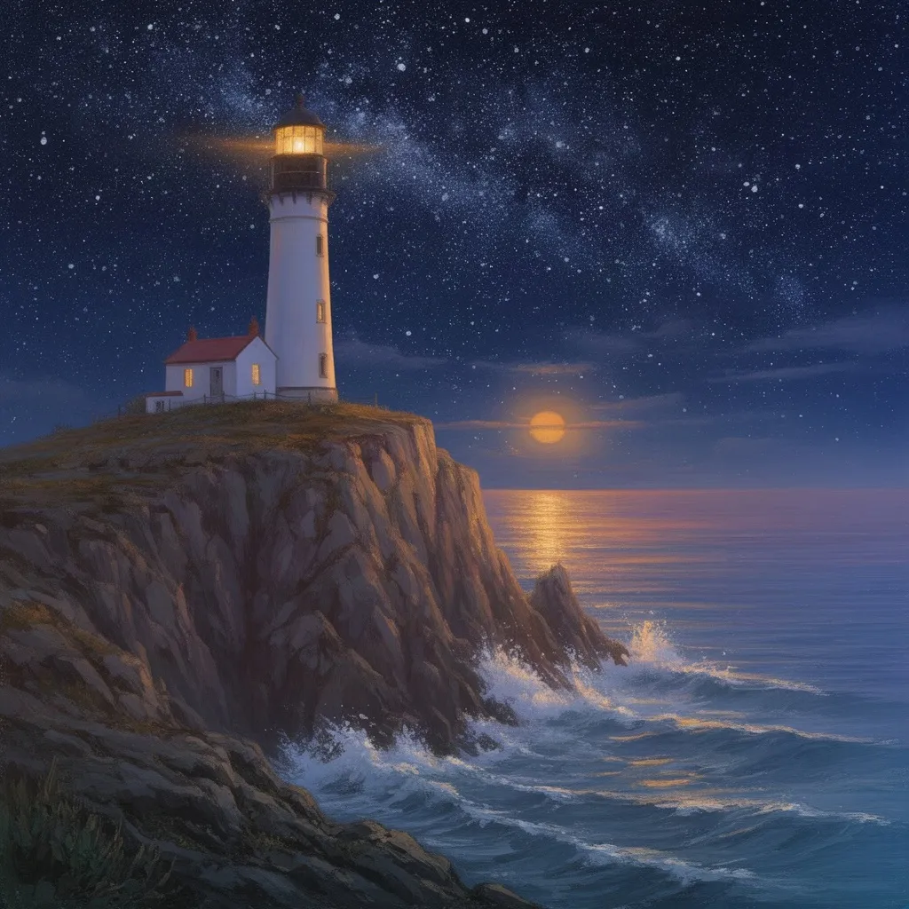 turn the sky into a starry night, keep the lighthouse