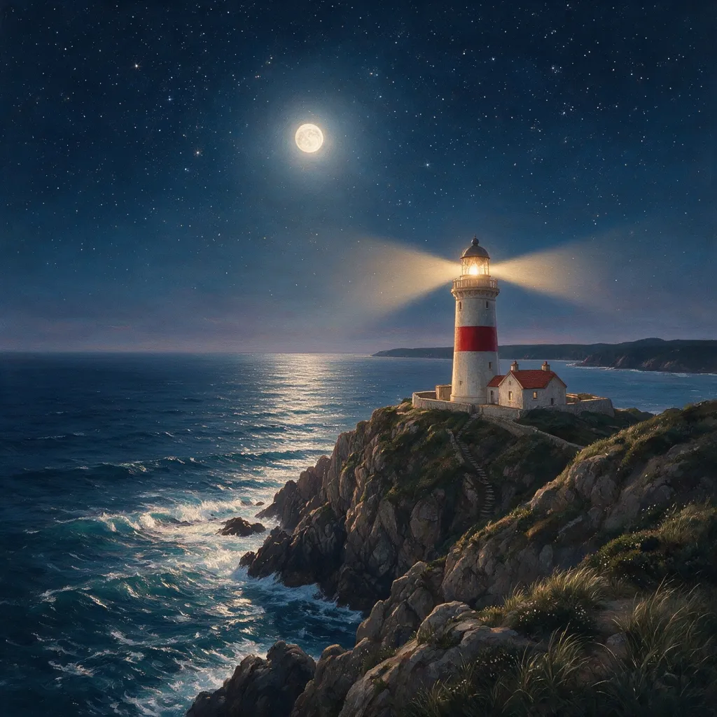 turn the sky into a starry night, keep the lighthouse